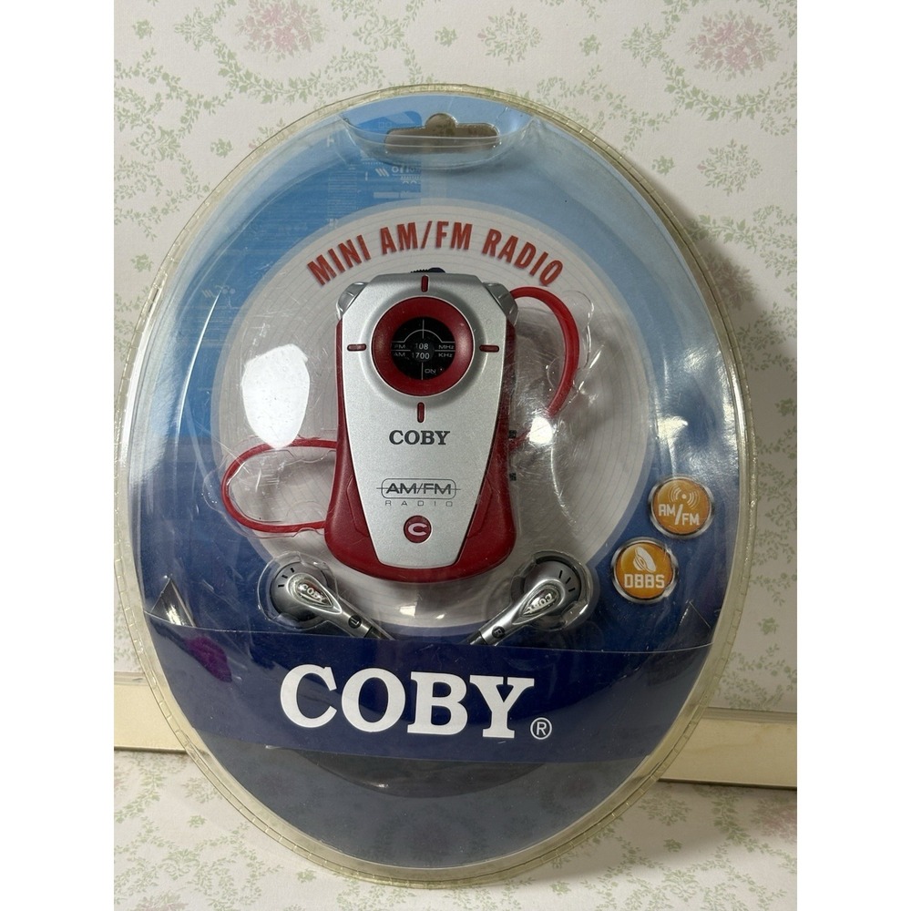 Coby CX-71 Mini AM/FM Radio New Sealed Red Portable w Earphones 2005